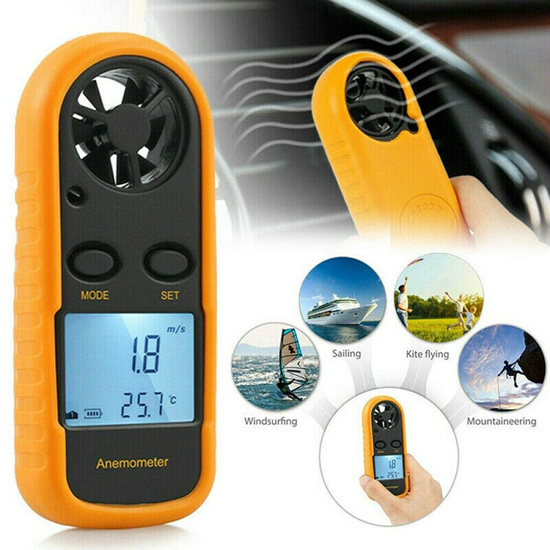 Digital Anemometer Air Flow Meter LCD Wind Speed Gauge Handheld Thermometer