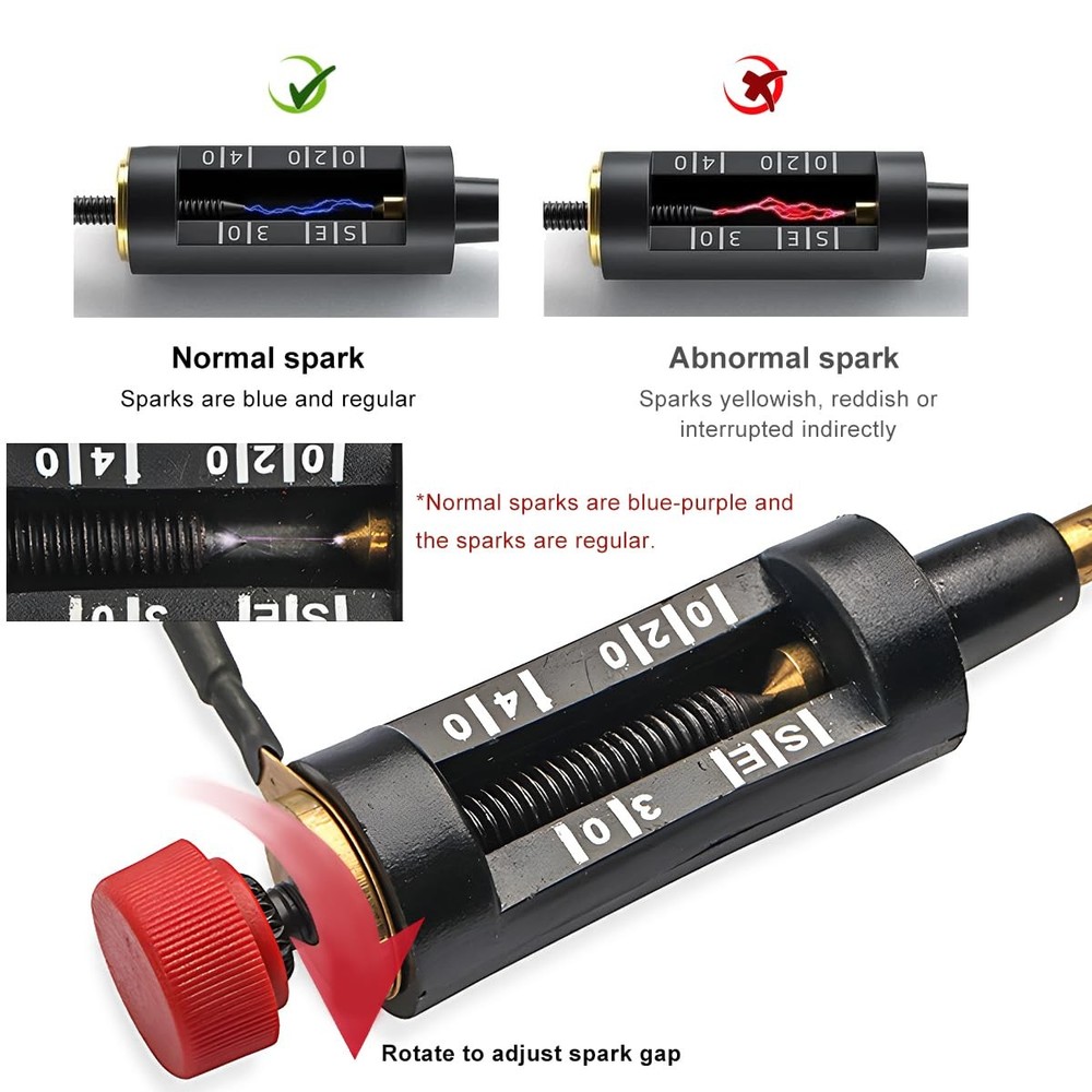 ZNDAW Spark Plug Tester, Adjustable Engine Ignition System Diagnostic Black