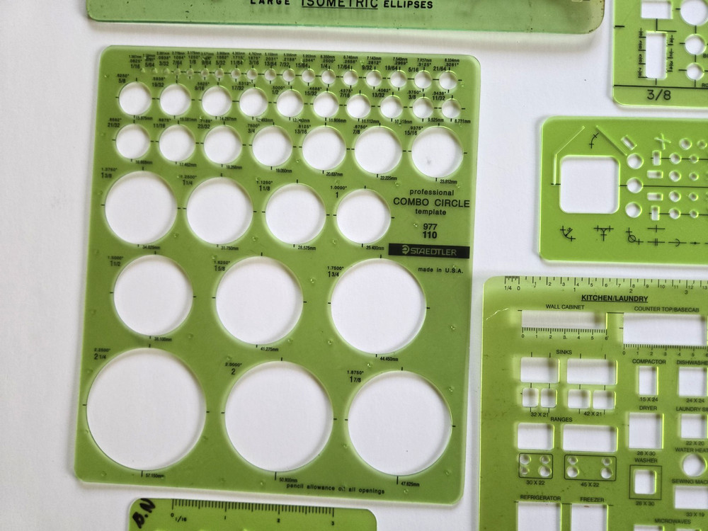 6 RapiDesign & Staedtler Drafting Templates Isometric Ellipses Interior Plumbing