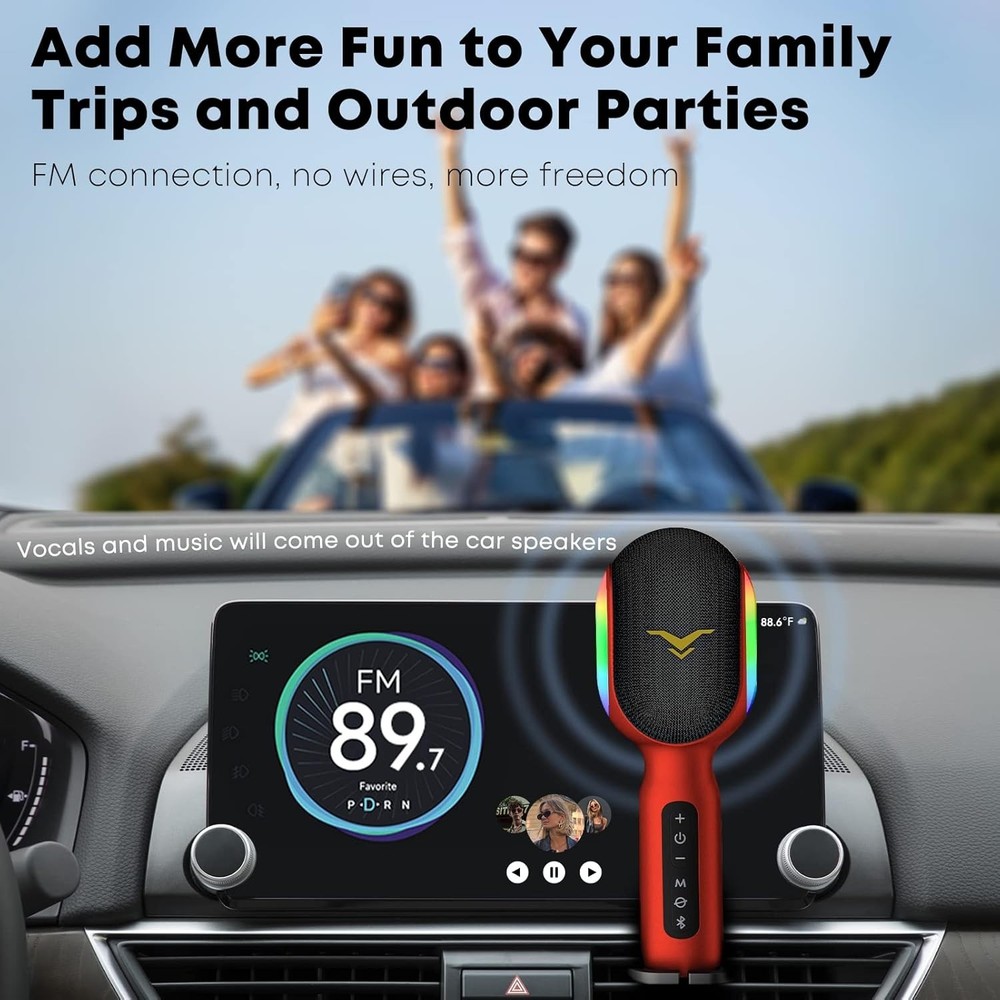 Portable Wireless Karaoke Microphone with RGB Lights