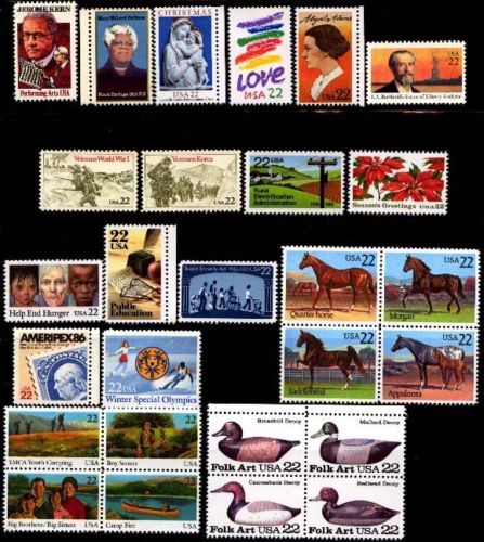 US, 1985 full Commemorative Year set, 27 singles and blocks, MNH