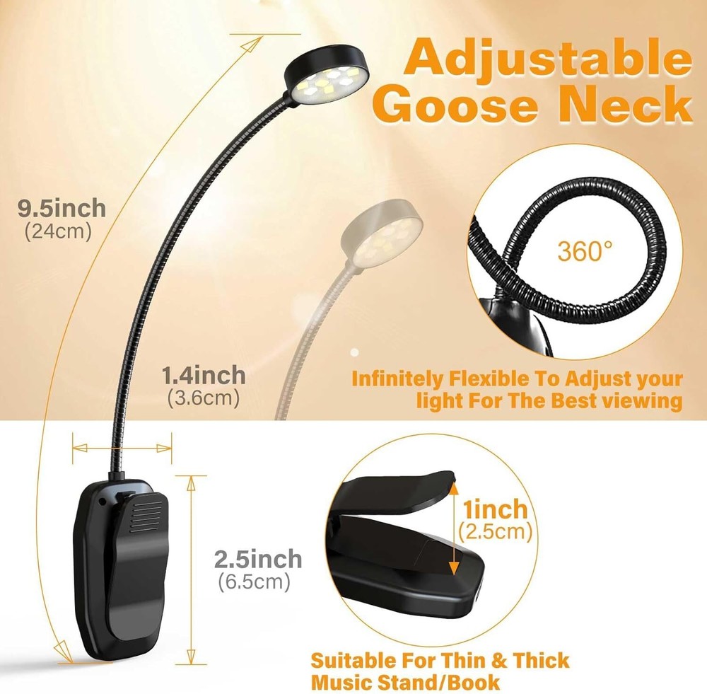 Rechargeable Book Light - 3 Color Modes, Adjustable Brightness, 30+ Hour Runtime