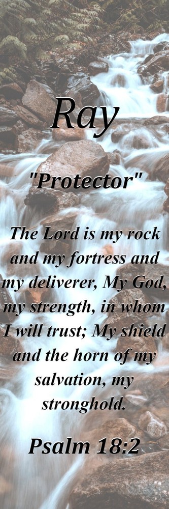 Ray "Protector" Keepsake Name Meaning Bookmark with Bible Verse and Tassel