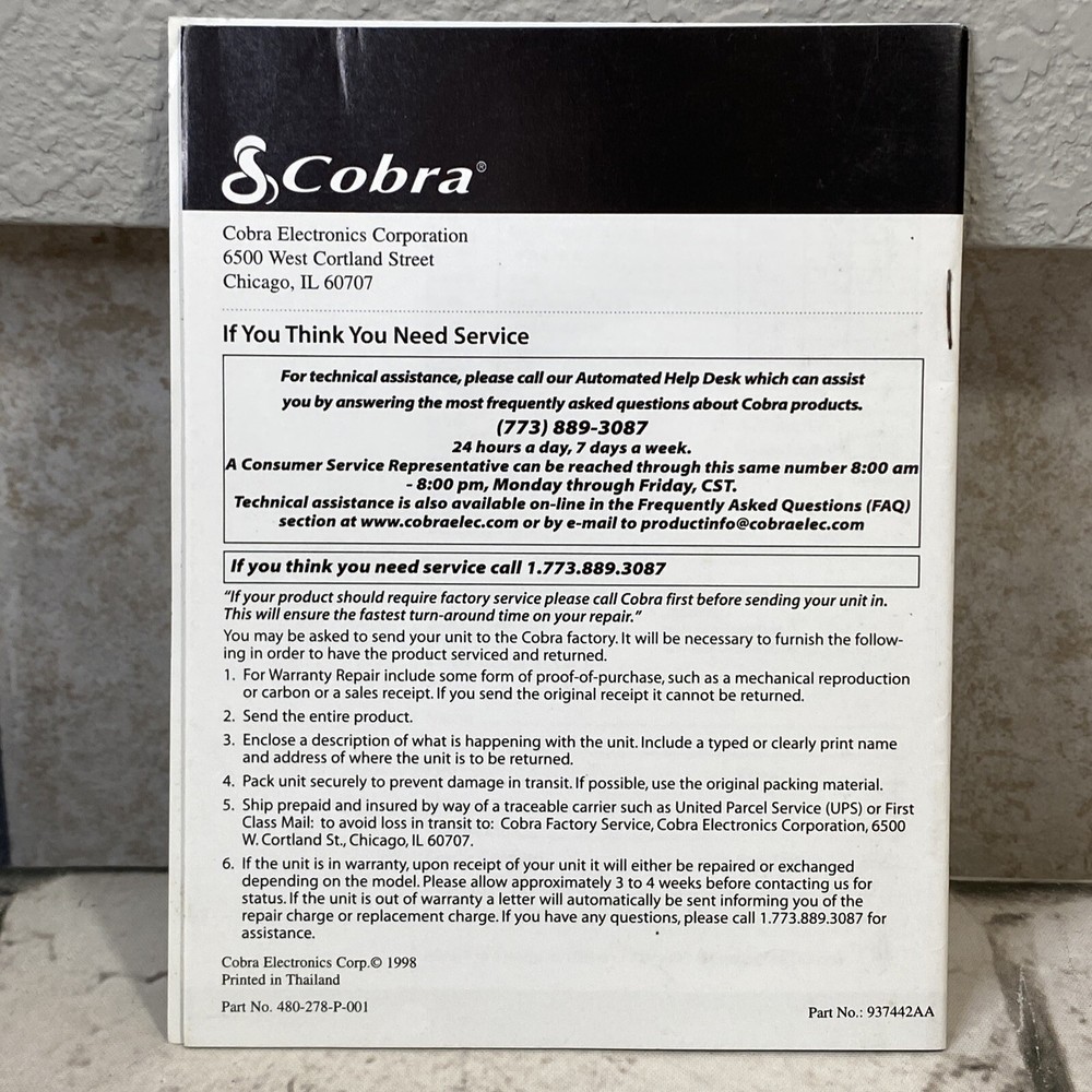 Cobra Microtalk Frs100 Owners Manual