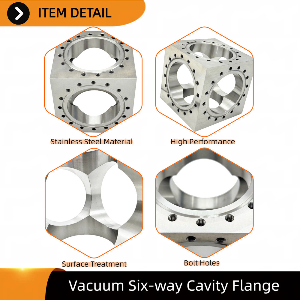 M8 Conflat UHV 6-Way Cube Flange 304SS CF100 for Vacuum System Components