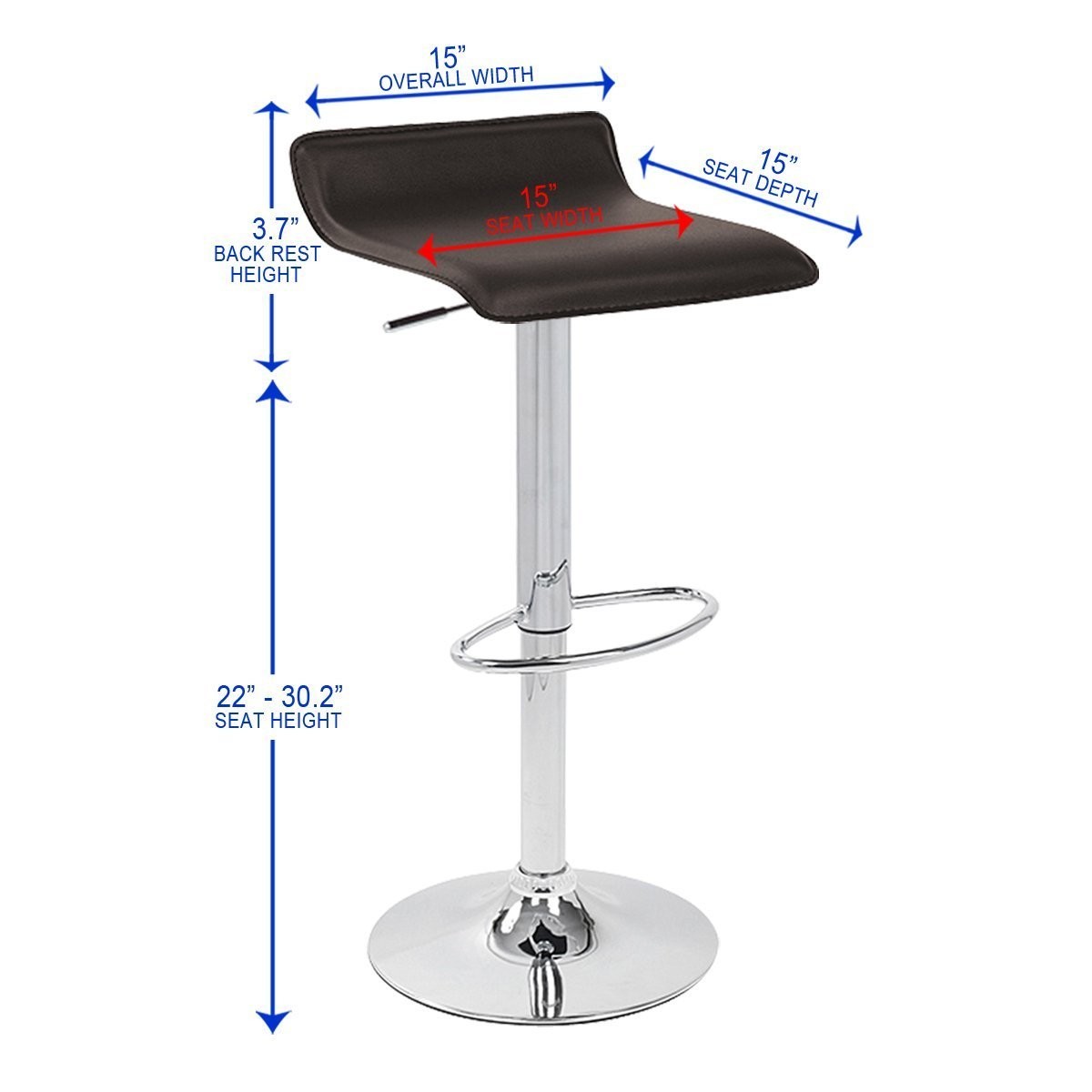 PU Leather Swivel Hydraulic Bar Stool, Set of 2, White
