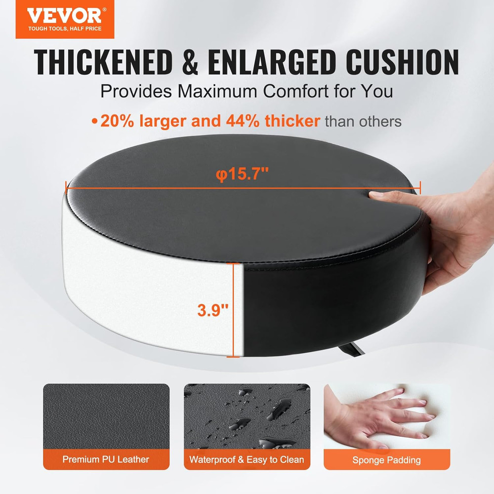 Rolling Stools with Wheels, 400 LBS Weight Capacity Adjustable Height Stool with