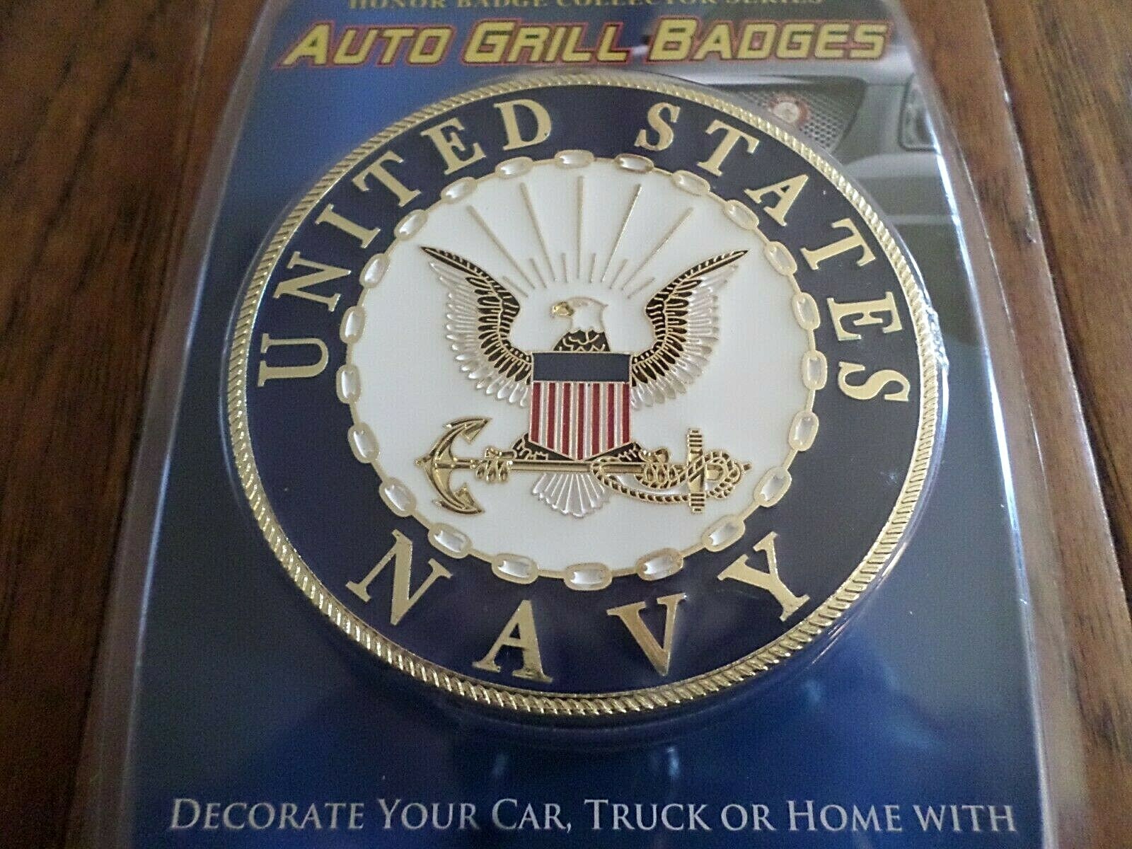 U.S NAVY AUTOMOBILE GRILL BADGE AUTO HOME MEDALLION SHADOW BOX EMBLEM