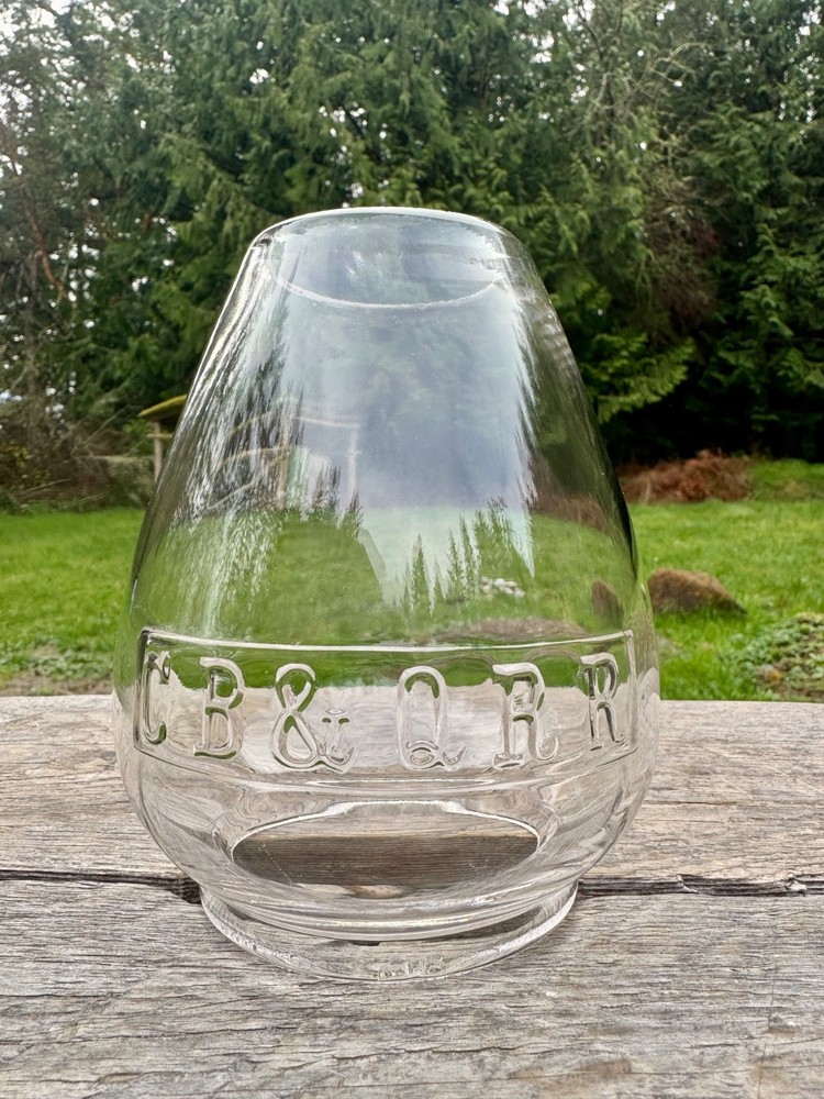 CB&Q Railroad Lantern Globe CCEB No Cracks & BOLD