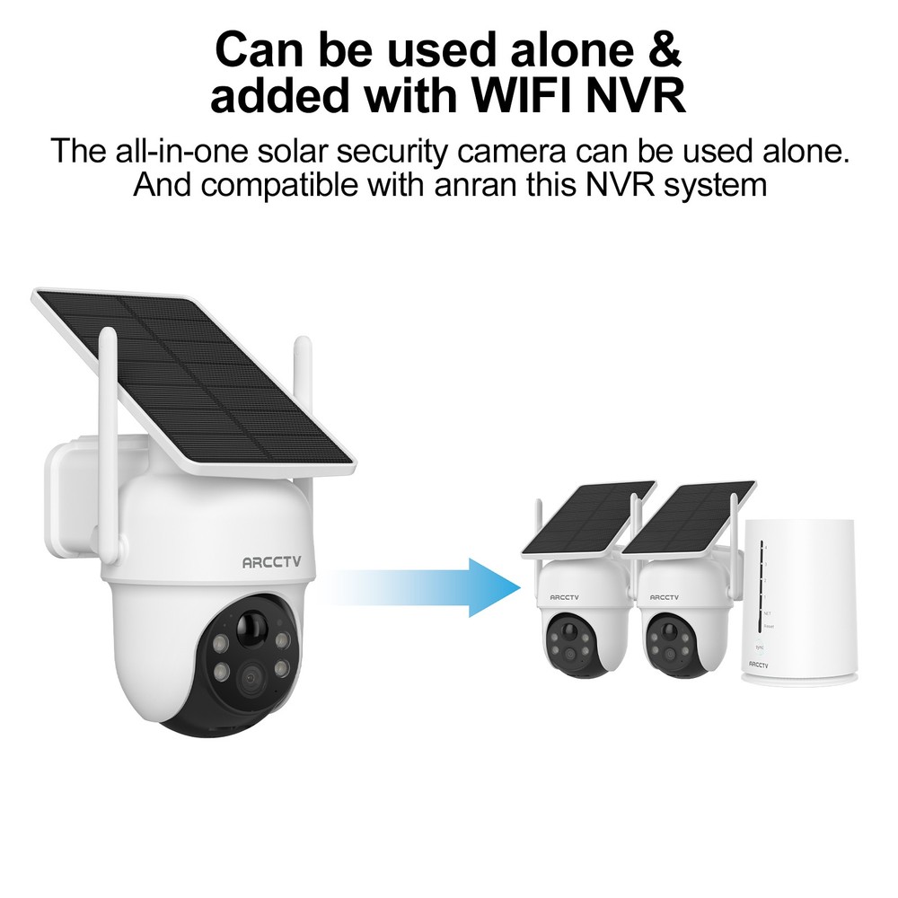 ARCCTV Solar Powered Wireless Security Camera System Outdoor Audio 2-Camera Kit