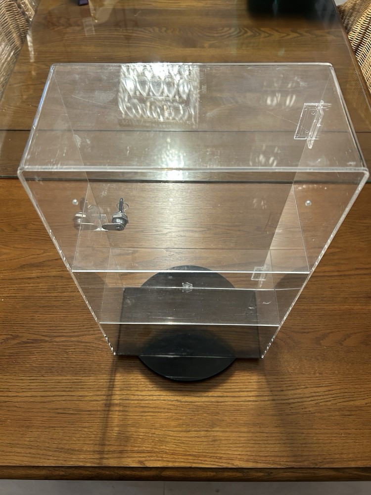 Acrylic Display Lockable 3 Tier With Rotating Base, Tabletop Or Wall Mount