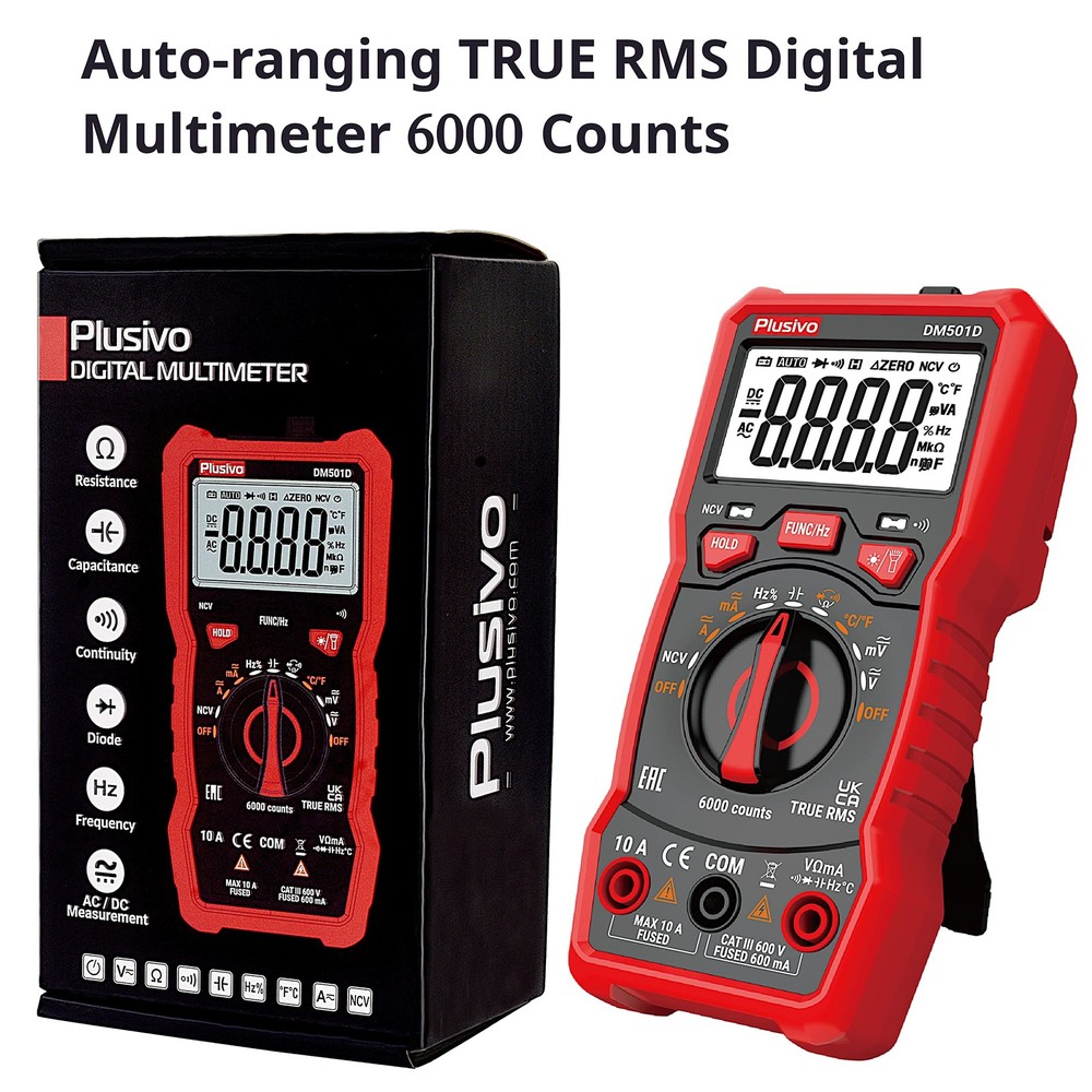 Multimeter 6000 Counts Digital Multimeter Auto Ranging TRMS AC DC Voltmeter Ohm