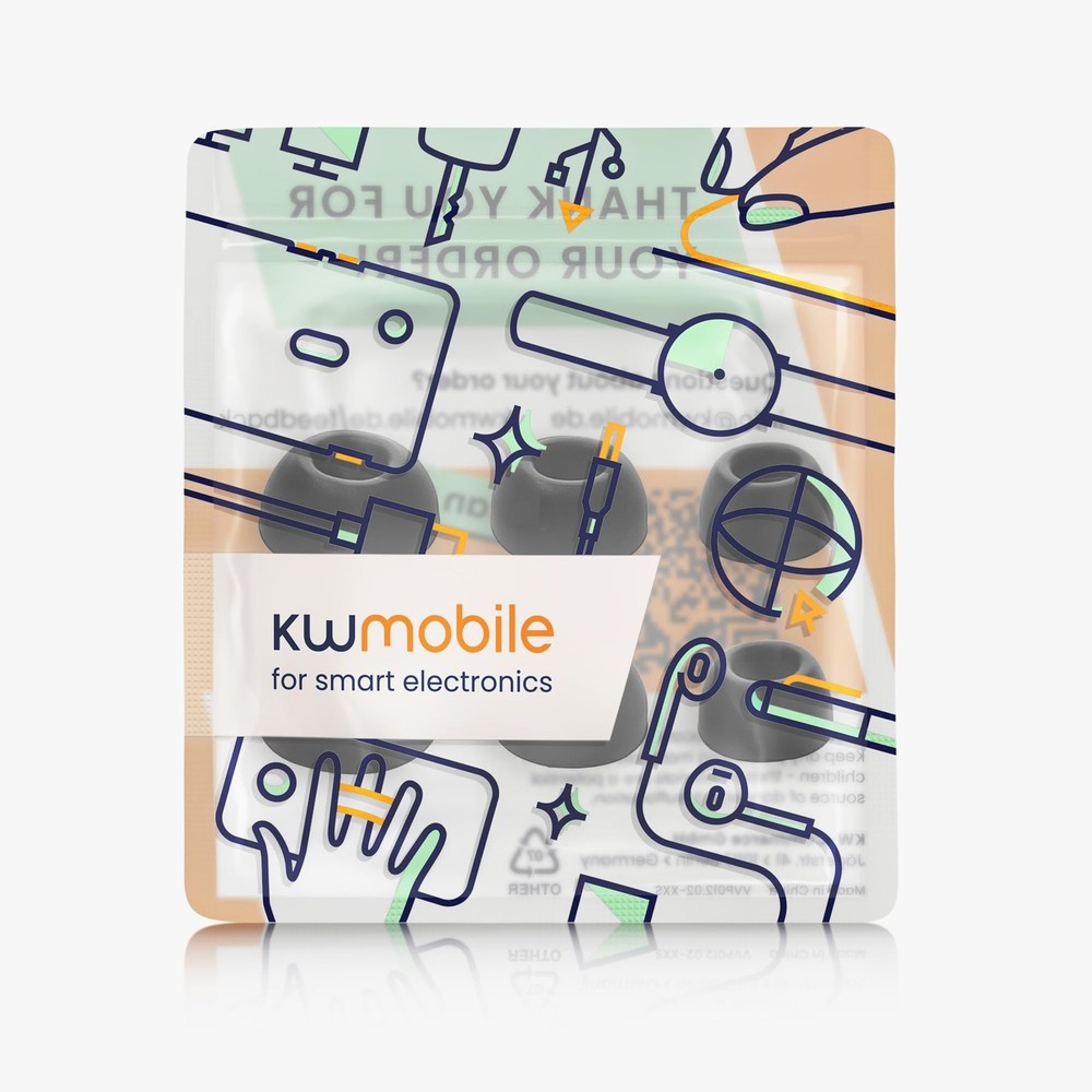 kwmobile 6X Replacement Ear Tips Compatible with Anker Soundcore Black
