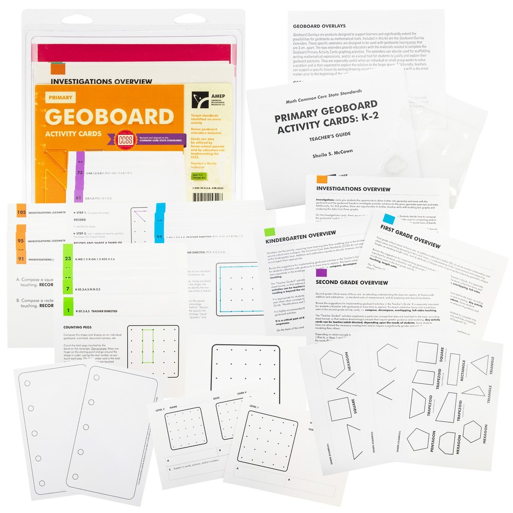 Primary Geoboard Activity Cards, 58 Double-Sided