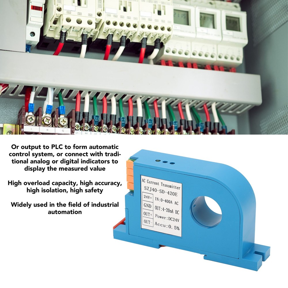 AC Current Transmitter 4‑20mA Output Single Phase AC Current Transducer Sensor