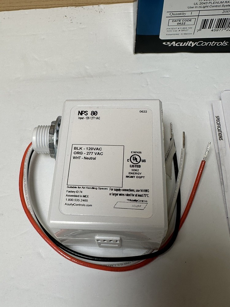 ACUITY CONTROLS SENSOR SWITCH NPS 80 ENCLOSED ENERGY MANAGEMENT