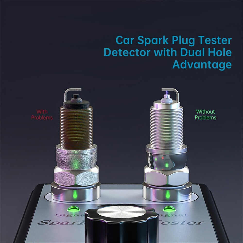 Protable 2 Plug Car Spark Plug Tester 12V Gasoline Ignition Plug Diagnostic Tool