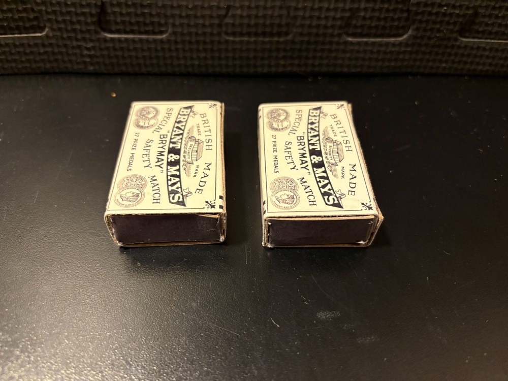 1910 Bryant & May matchbooks - 2 empty custom design display boxes