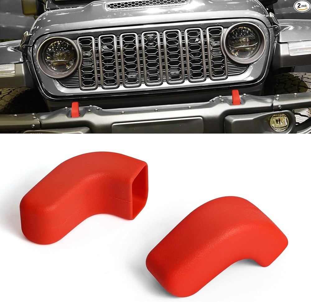 2PCS Bumper Tow Hook Covers, Front Bumper Tow Hook Protector Compatible with Red