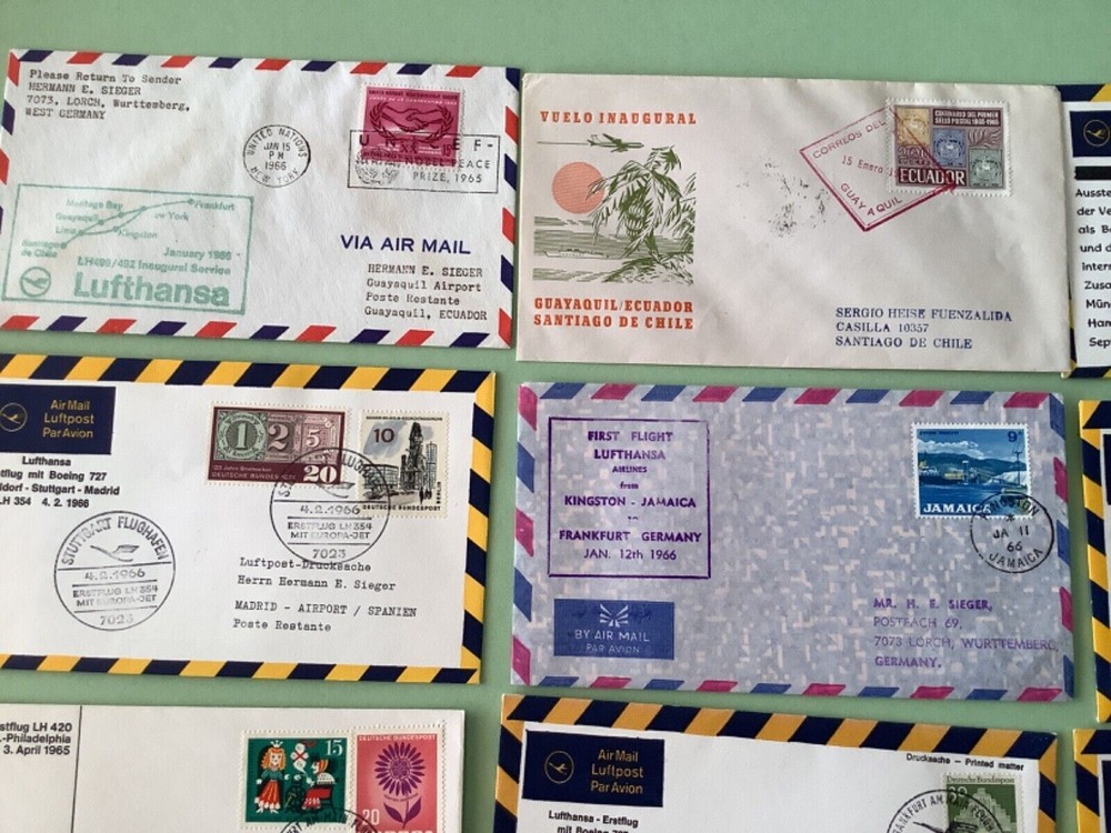 Airmail flight cover mixed World 9 items Ref A1475