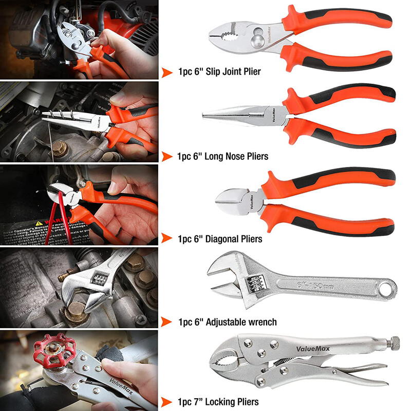 Home Repair Hand Tool Kit Basic Mechanic Tools Set w/Carrying Tool Bag 322/219PC