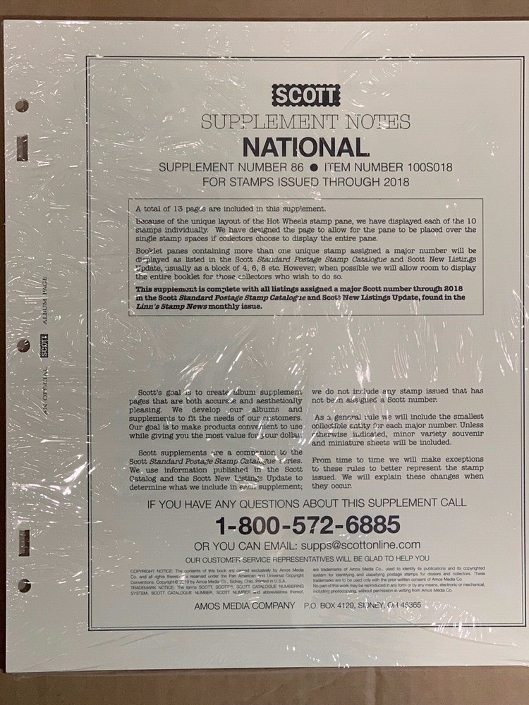 SCOTT 2018 NATIONAL SUPPLEMENT #86 - **WE ARE A VETERAN SUPPORTIVE BUSINESS