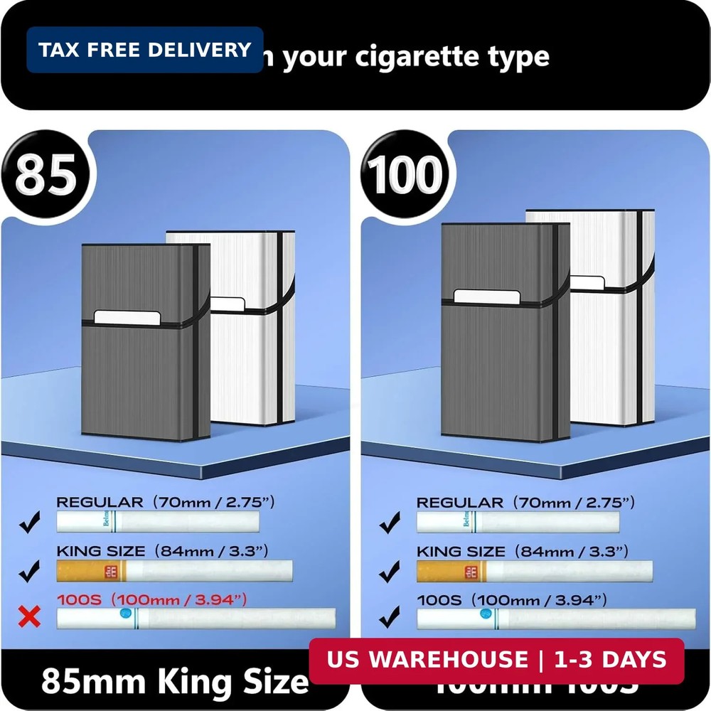 Cigarette Case (2 Pack), Magnetic Switch 20pcs, 100mm 100s Size...