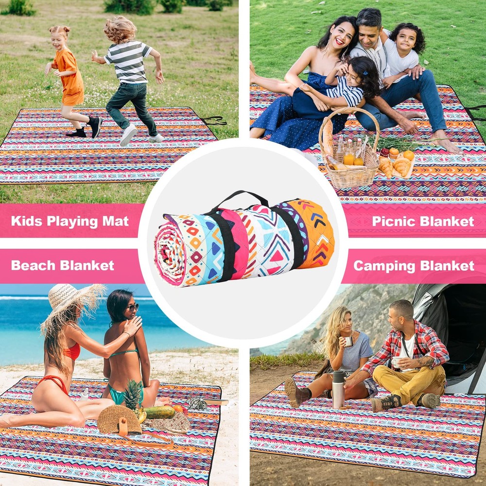 PY SUPER MODE Extra Large 83x79" Waterproof Foldable Outdoor Beach Picnic Blanke