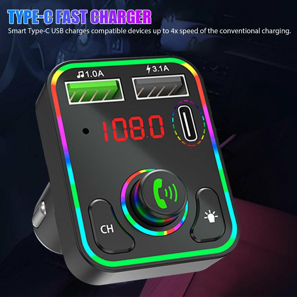 Dual USB Car Fast Charger Bluetooth 5.0 FM Transmitter Radio MP3 Player Adapter