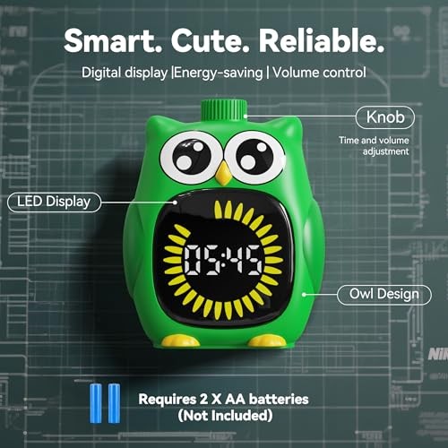 Visual Timer for Kids, 99 Minute Cute Owl Digital Countdown Timer for Green