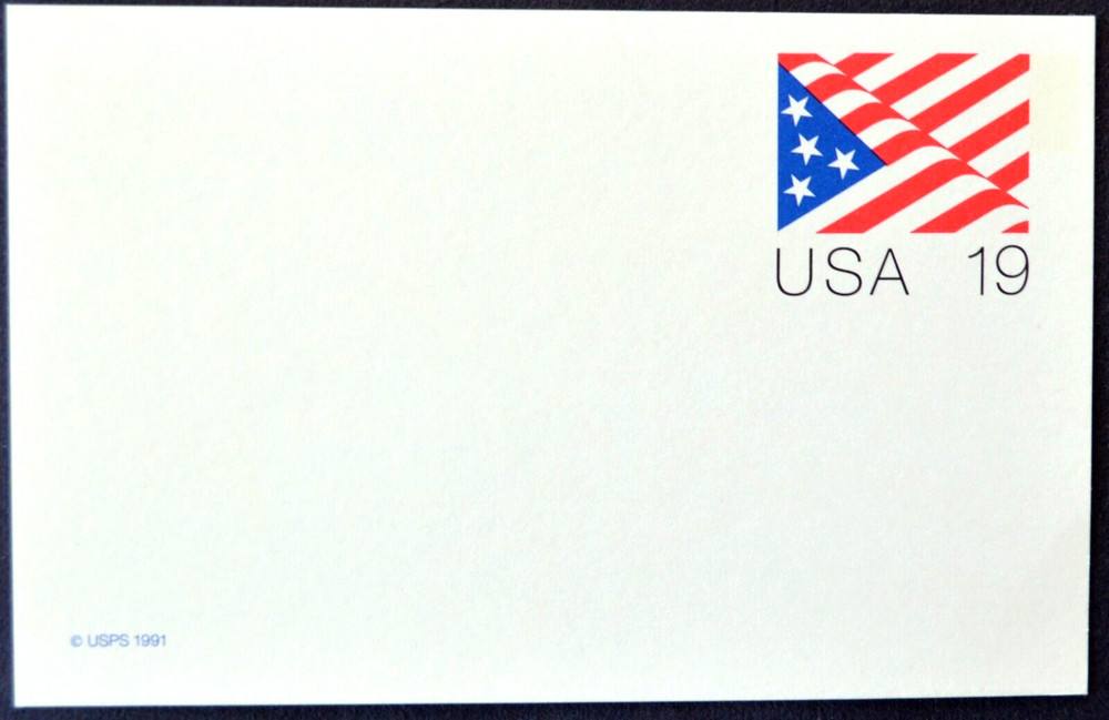 1991 US Sc. #UX153 mint postal card, 19 cent, sharp corners, excellent shape