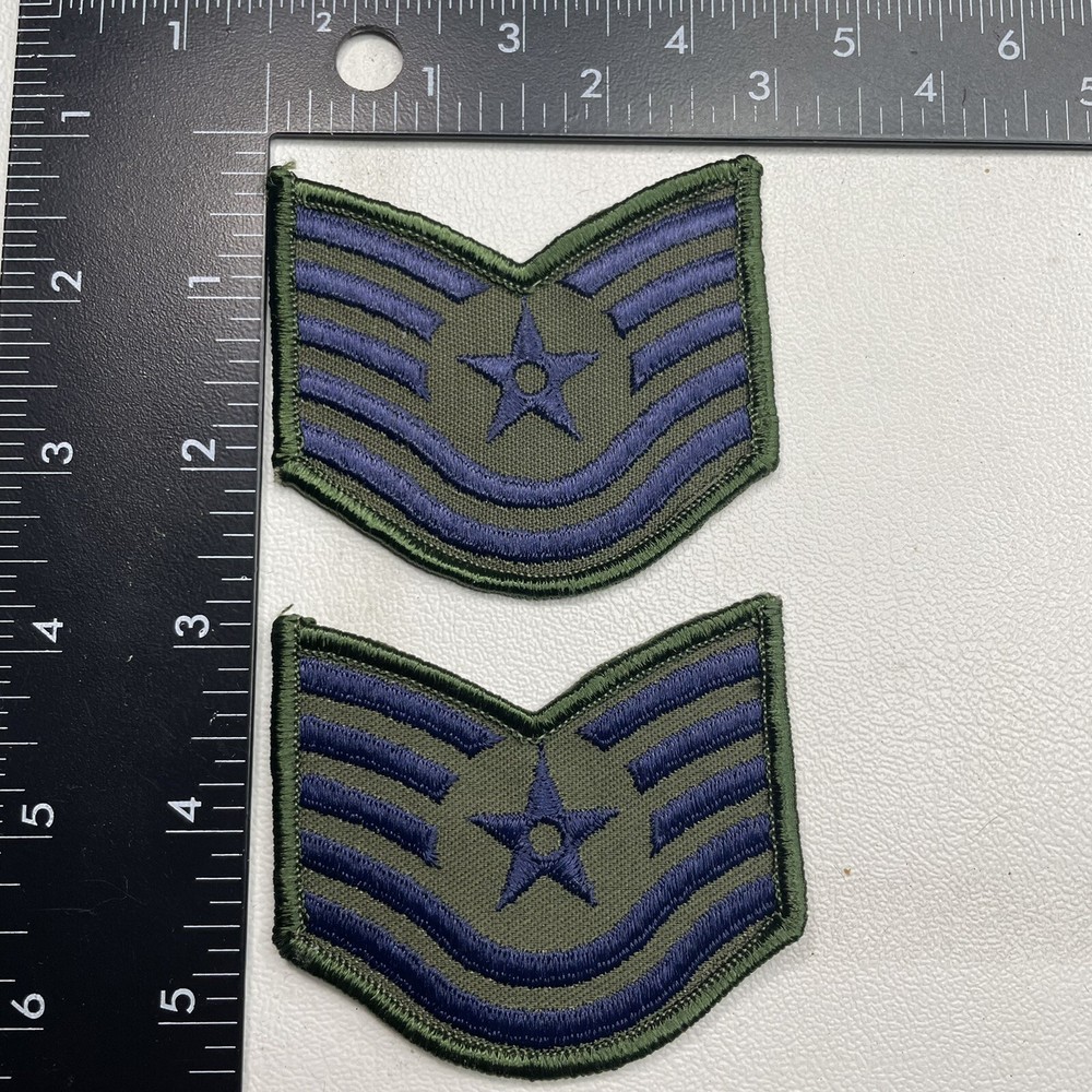 Small Sz Subdued 2 Patches E6 TECHNICAL SERGEANT US Air Force Rank Insignia S00A