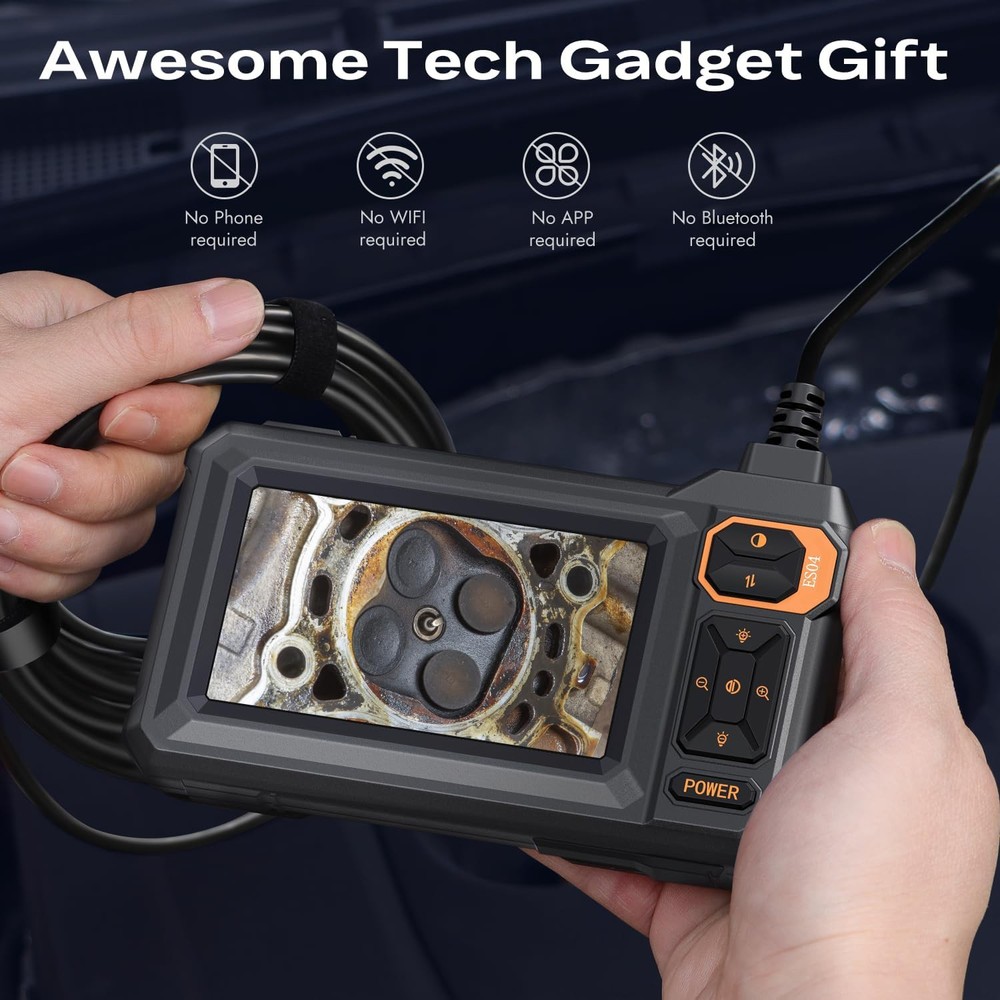 IP67 Endoscope Camera with Light, Borescope Camera with 4.3" IPS Screen