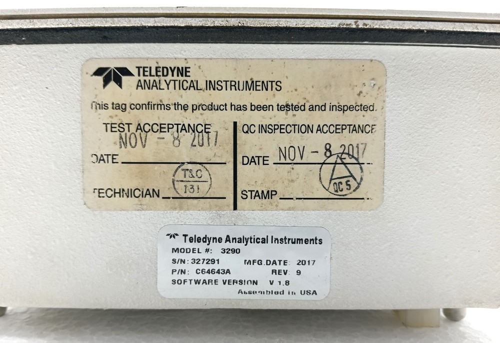 TELEDYNE ANALYTICAL MODEL 3290 PERCENT OXYGEN ANALYZER C64643A WITH SENSOR UNIT