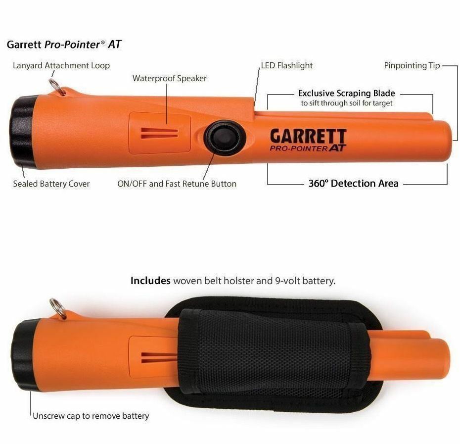 Garrett Pro Pointer AT Pinpointer Metal Detector + Camo Pouch + Edge Digger