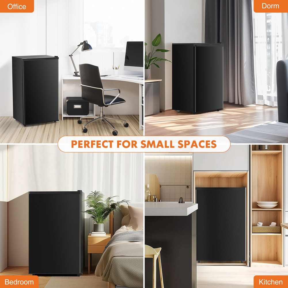 Quiet Compact Mini Fridge with Freezer Compartment, Single Door Design