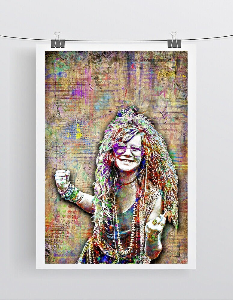 Janis Joplin Poster, Janis Joplin Tribute Pop Art Print with Free Shipping US