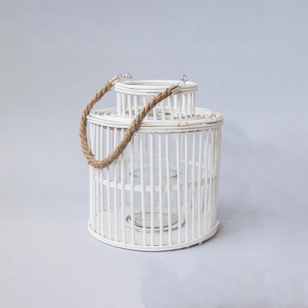 Wood With Rope Handle Lantern