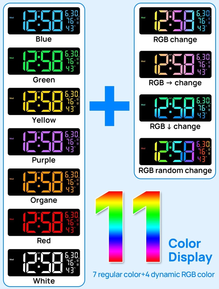 MASHI 17.3" Large Digital Wall Mount Clock, Digital Clock with Remote Control...