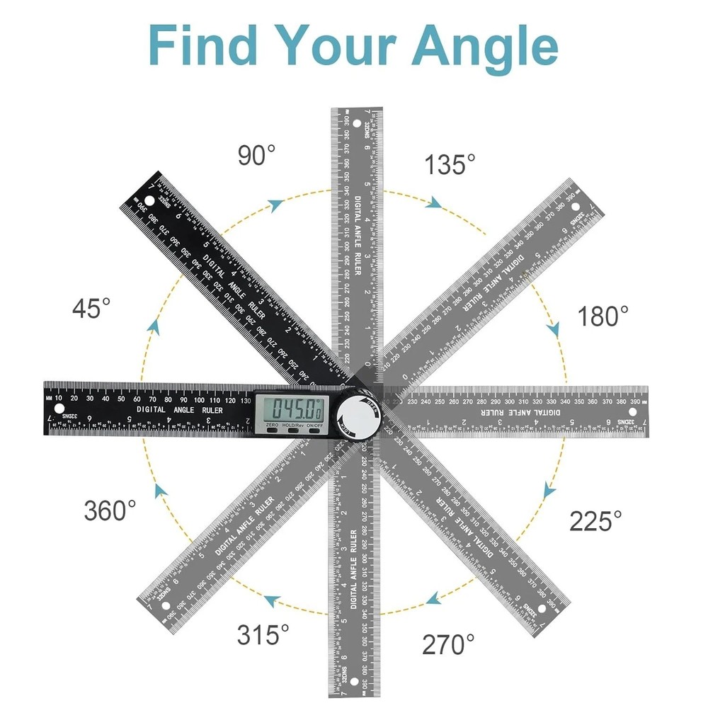 Digital Angle Finder Protractor, 7inch 200mm Angle Gauge Professional Measuring