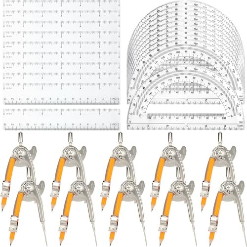 Pieces Geometry Math Set Compass for Geometry Math Compass and Protractor 40