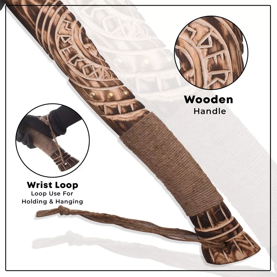 Custom Handmade Viking Axe Carbon Hatchet, Steel Axe, Bearded Axe