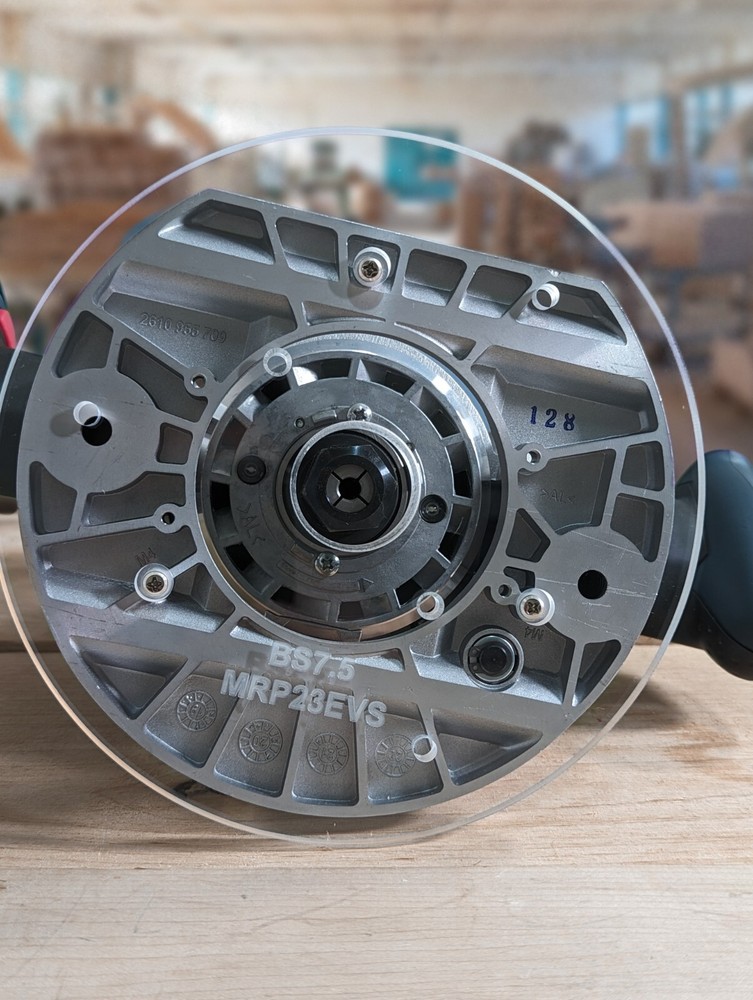 3/8" Thick 7.5" circle baseplate with bushing compatibility for Bosch Mrp23Evs