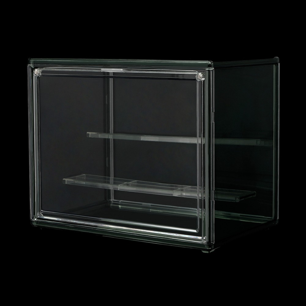 2 Tier PET Display Case Shelf Cupcake Collections Storage Container Box Green
