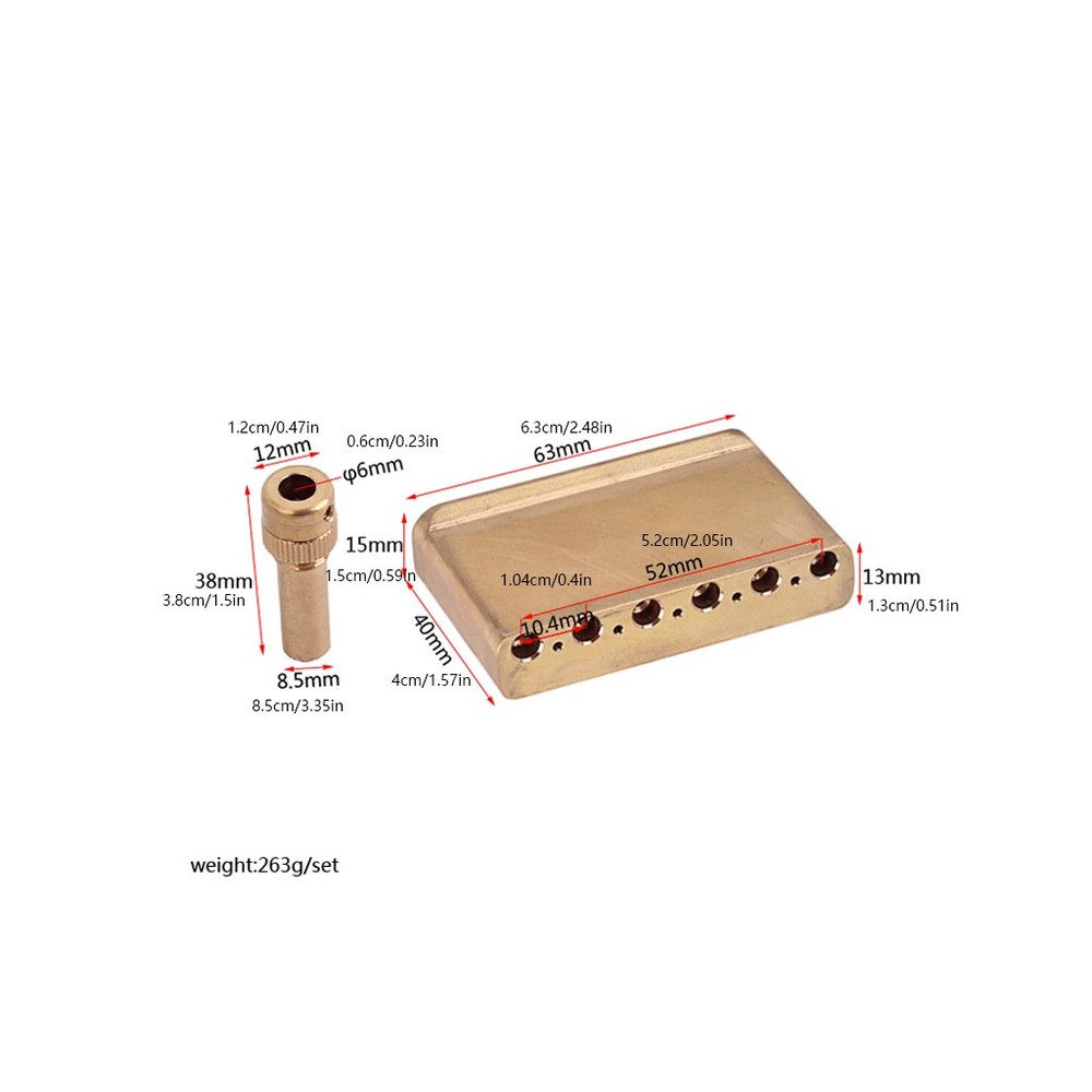 Solid Brass Guitar Bridge Tremolo Block Set Replacement for ST Electric Guitar
