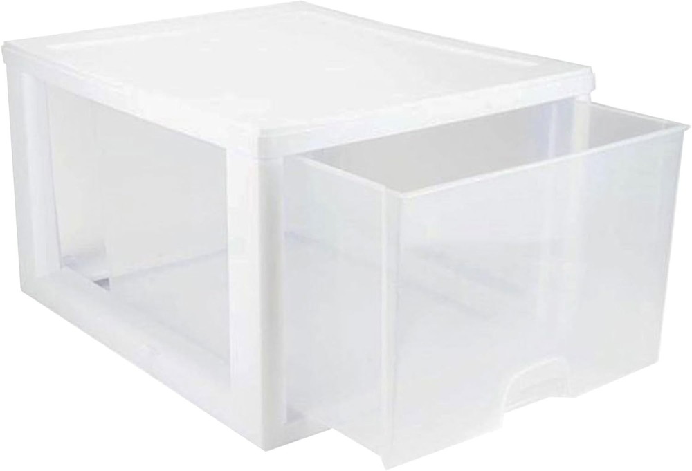 Sterilite 8-Pack 27 Quart Stacking Drawer, Clear Storage Closet Organizer, NEW