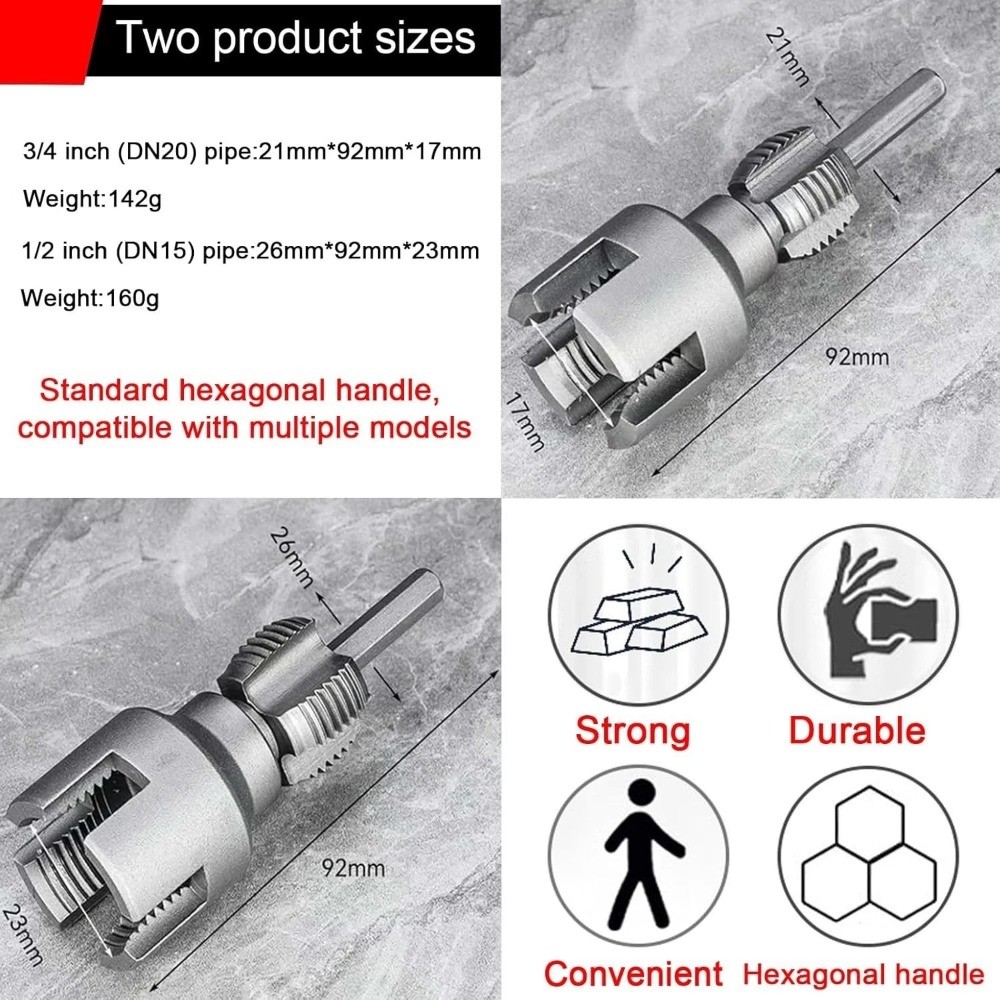 US Integrated Internal & External Pipe Threading Tool For 1/2'' 3/4'' Water Pipe