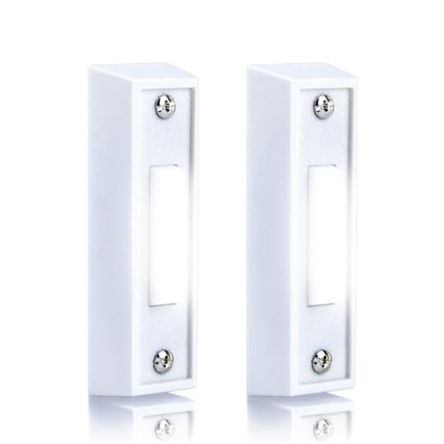 2 Pcs Lighted Doorbell Button, Wired Door Bell Push Button Replacement White