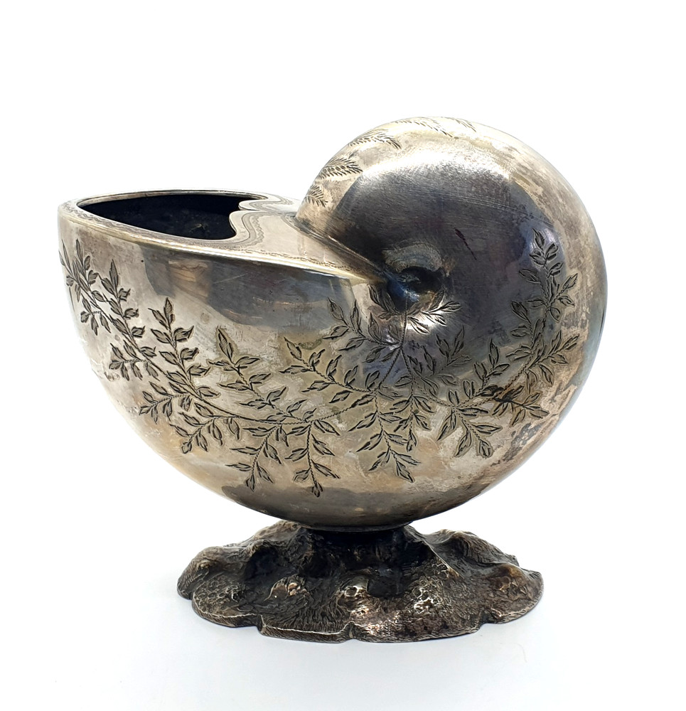 Victorian Silver Plated Nautilus Shell Spoon Warmer