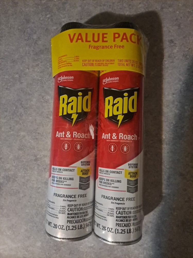 Raid Ant and Roach Spray. Value Pack. Fragrance Free